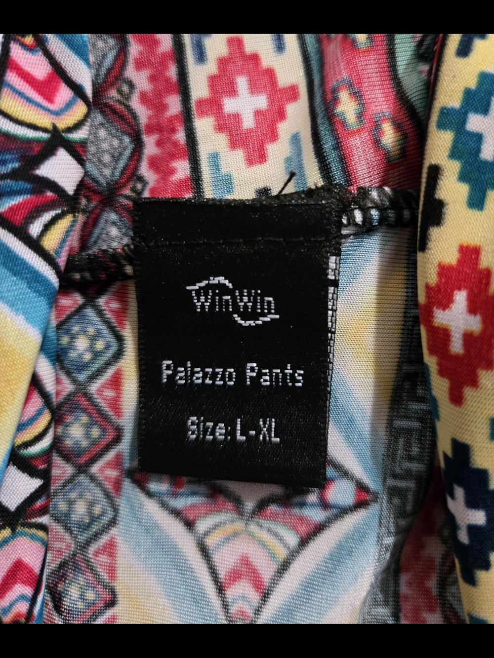 WinWin Multicolor Aztec-Pattern Wide Leg Pants - Picture 6 of 6